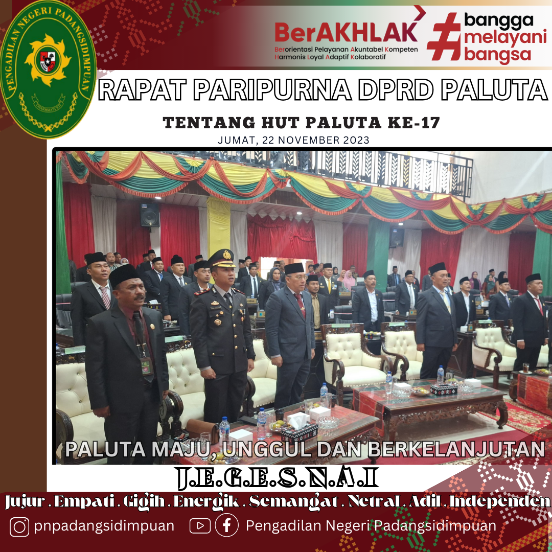 Rapat Paripurna DPRP Padang Lawas Utara tentang Hari Ulang Tahun Kabupaten Padang Lawas Utara ke-17 Tahun 2024 dengan tema 